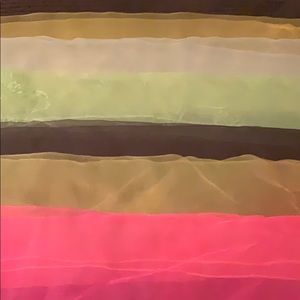 Six vintage sheer scarves multiple colors